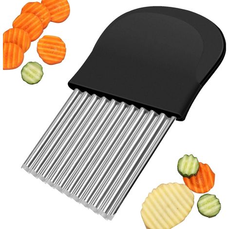 Wellenmesser, 14 x 9,5 cm, geriffelt, Kinder-Wellenmesser, Gurke, Pommes frites, Kartoffel, Gemüse, Obst, Edelstahl, zum Schneiden (1/4)