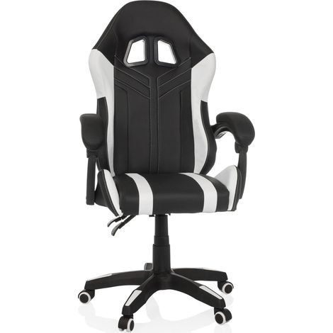 Chaise gaming / chaise de bureau GAMEBREAKER W02 Simili cuir noir/blanc mybuero (1/5)