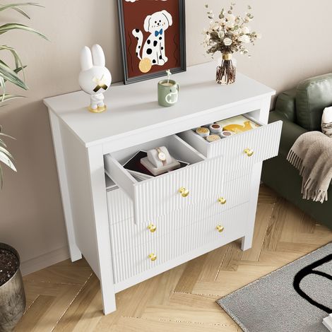 Buffet 2 portes avec poignées dorées, commode multifonction en bois, meuble à chaussures et coiffeuse, rangement élégant pour salon ou entrée, finition chic, modèle récent (1/5)