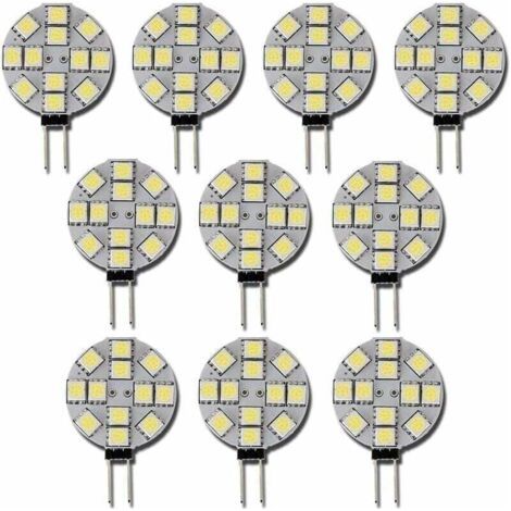 Lot de 10 ampoules LED G4 DC 12 V, non dimmables, blanc 6 000 K, remplacement d'une ampoule halogène 20 W pour cuisine, camping-car, caravane, bateau