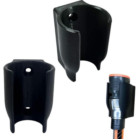Set of 2 wall-mounted garden hose brackets - Wall-mounted garden hose and hose holder - Easy assembly, weatherproof and non-slip (plastic) (1/5)