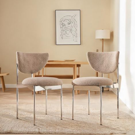 Chaises de salle à manger scandinaves en tissu lin beige lot (1/5)