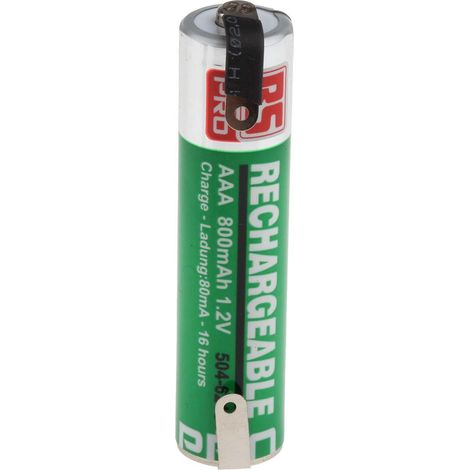 Rs Pro – Batterie AAA rechargeable 800mAh – Cosses – Tension 1.2V – Chimie NiMH – Température de fonctionnement -10 à +60°C (1/2)