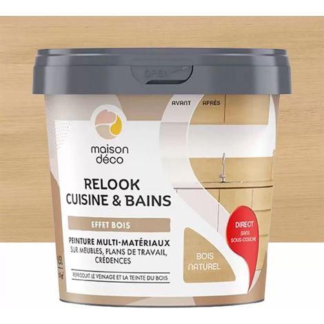 Peinture multi-matériaux sur meubles, plans de travail, crédences MAISON DÉCO Relook Cuisine & Bains Bois naturel 0,5 L (1/2)