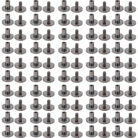 50PCS Binding Posts Nail Rivets Zinc Alloy Flat Head Slot Screws Leather Rivets for Handcraft Gray (1/5)