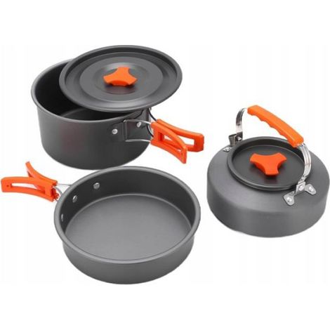 Batterie De Cuisine De Camping - Casserole Poêle Théière Couvercle En Aluminium - Pour Activités En Plein Air - Ensemble Complet ×1 (1/5)
