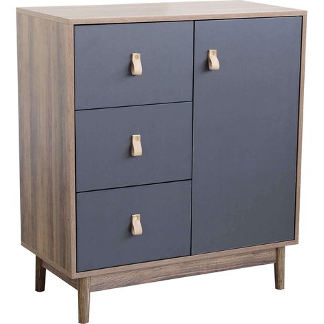 Graue Holzschrank -Innenäumen mit 3 Schubladen und 1 dunkelgrauem MDF -Anta (1/5)