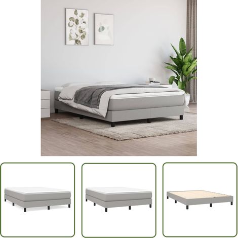 The Living Store Sommier à lattes de lit avec matelas Gris clair 140x200cm Tissu - Lit Double - Lit Tapissier - Matelas À Ressorts Ensachés - Literie - Chambre À Coucher (1/5)
