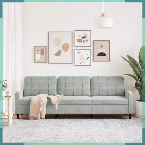 4007644 Canapé à 3 places Gris clair 210 cm Velours (1/5)