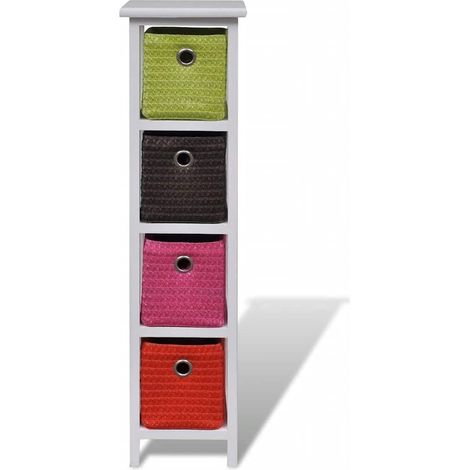 Maison Exclusive - Mobiletto con Cestini Multicolori in Legno di Paulownia (1/5)