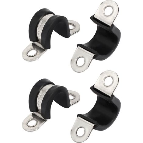Collier de Serrage avec Insert en Caoutchouc Tuyau Pince Clip Serre Joint 12mm Dia forme U bordée caoutchouc 304 acier inox Collier Attache cable 4Pcs (1/3)