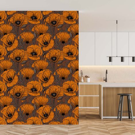 Papier peint papier coquelicot orange papier peint (1/5)