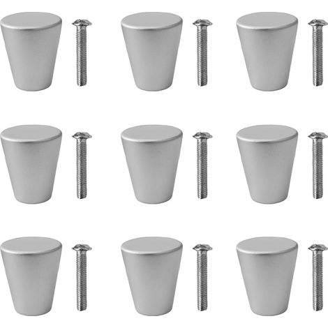 (9 )boutons pour tiroirs en métal - Poignées avec Vis pour Armoires de Cuisine, Tiroirs, Rénovations de Meubles et Mobilier de Salle de Bain (Argent) (1/5)