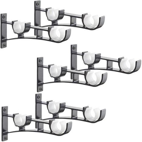 6 pezzi di asta per tende in metallo resistente, supporto per asta per tende, supporto per asta per tende doppio, supporto per tende, supporto per asta per tende in alluminio, supporto per asta per te (1/5)