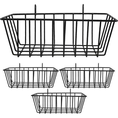Ensemble de 4 étagères décoratives en métal pour mur, avec grille et panier métallique. (1/4)