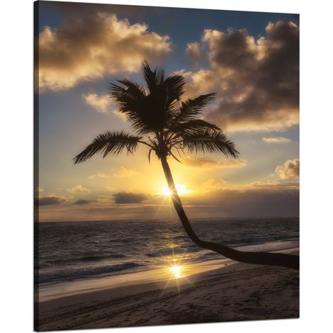 Leinwanddruck Natur Palmen Sonnenuntergang Hintergrund 80x100 Ozeanurlaub