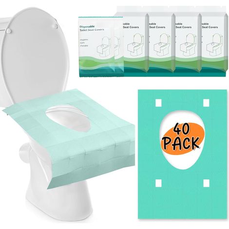Housse De Siège De Toilette Jetable - Lot de 40 - Papier Biodégradable - Barrière Hygiénique - Voyage Et Toilettes Publiques (1/5)