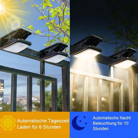 Hqynss Lampe Solaire Extérieur avec Détecteur de Mouvement, 1500mAh 3 Modes IP65 - Solaire LED Murale/à Pince pour Jardin, Terrasse, Allée (1/3)
