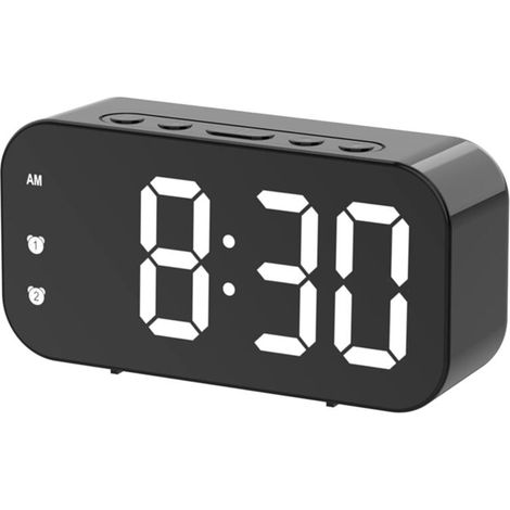 Sveglia digitale con luminosità regolabile per camera da letto, orologio nero con spina (1/4)