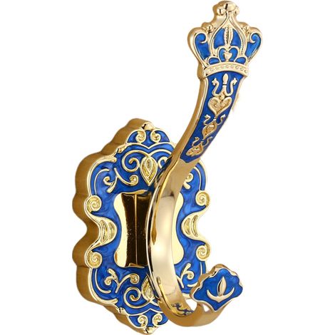 Vintage-Wandhaken aus Metall in Kronenform zum Aufhängen von Hüten und Mänteln (blau, 2 Stück, 5 x 8 x 10 cm) (1/5)