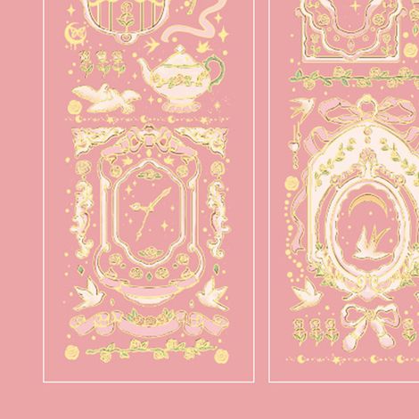 Autocollants plats Mr. Paper - Série Clair de Lune, papier décoratif doré en relief (3 feuilles) - Ballet de Minuit (1/5)