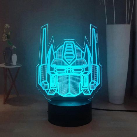 Veilleuse 3D Transformers, lampe de table LED Optimus Prime 7 couleurs, veilleuse télécommandée pour chambre d'enfant, cadeau d'anniversaire ou de Noël pour garçon (1/5)