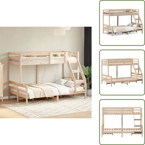 Lits pour espaces limités - vidaXL Lit superposé sans matelas 80x200/120x200 cm bois massif - Lits en bois massif