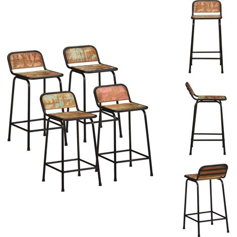 Tabourets de bar lot de 4 46x35,5x80cm bois massif récupération - Tabouret De Bar - Tabourets De Bar - Chaise - Chaise De Bar De Petit-déjeuner (1/5)