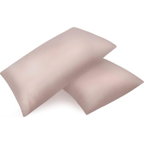 Lot 2 taie Oreiller 100% Satin Soyeux 40x60 Beige (1/5)
