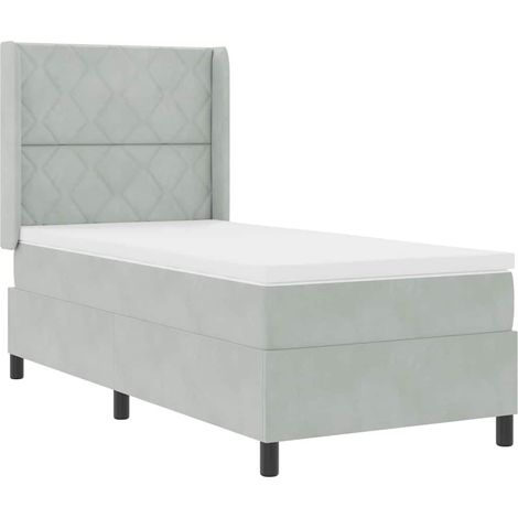 Cama tipo Box Spring Gris claro 90 x 190 cm Terciopelo vidaXL (1/5)