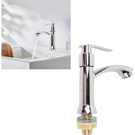 Robinet mitigeur monocommande pour lavabos, vasques et bassines de salle de bain, avec un seul robinet d'eau froide. (1/5)