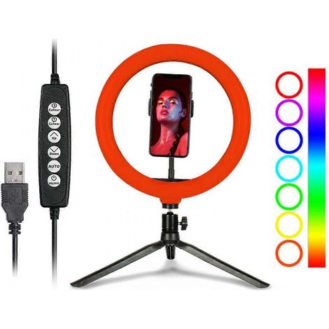 Anneau lumineux LED RGB de 10 pouces avec éclairage d'appoint coloré (1/5)
