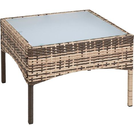 Polyrattan Beistelltisch Loungetisch Rattan Gartentisch Balkontisch Beige-Braun