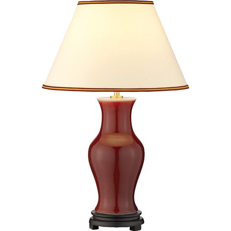 Elstead Oxblood Lampada da tavolo con paralume rotondo affusolato, sangue di bue (1/5)