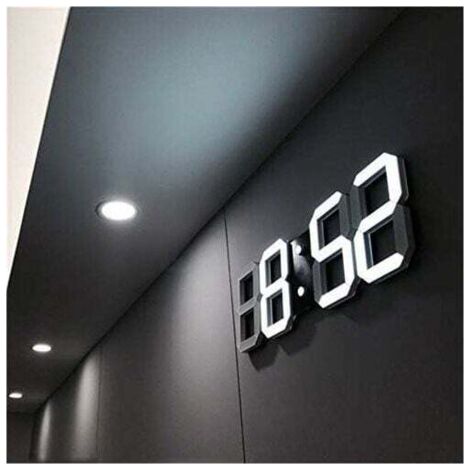 Horloge murale 3D à LED, réveil numérique moderne pour la maison, la cuisine, le bureau, la table de chevet, horloge murale, affichage 24 ou 12 heures
