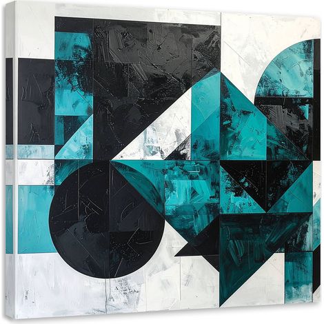 Stampe su Tela, Cerchi astratti forme turchese nero, 20x20 (1/5)