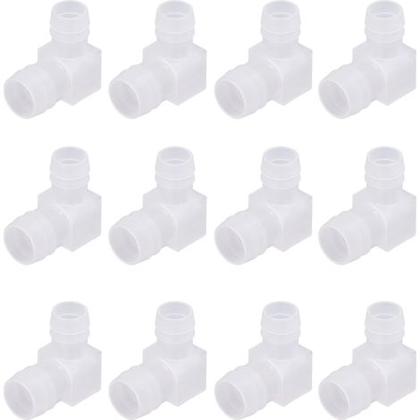 Lot de 12 raccords cannelés en plastique pour tuyau d'arrosage, coude à angle droit (90°), adaptateur et raccord cannelé, 16 x 20 mm (1/5)