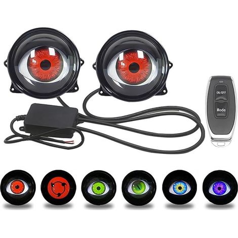 Dynamische LED-Nebelscheinwerfer, große Leuchtflächen, einstellbare Farbe, Teufelsaugen, 12 V mit Linse, dekorative Scheinwerfer, 33 Modi für verschiedene Fahrzeugmodelle (1/5)