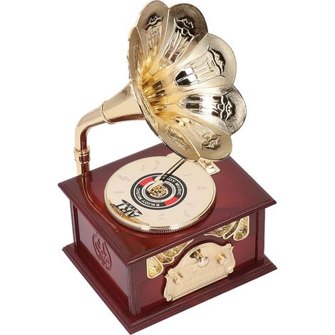 Boîte à Musique Gramophone, Vintage boîte à Musique en Forme de phonographe, pour Les décorations de Bureau de Table à la Maison (Brown Gramophone) (1/5)