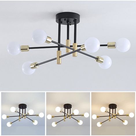 Lustre Spoutnik, éclairage suspendu nordique moderne, plafonnier à 6 lumières, 3 températures de couleur (ampoule incluse) (1/5)