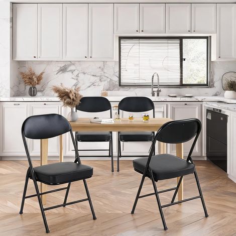 Chaise pliante noire matelassée en acier pour salle à manger (1/5)