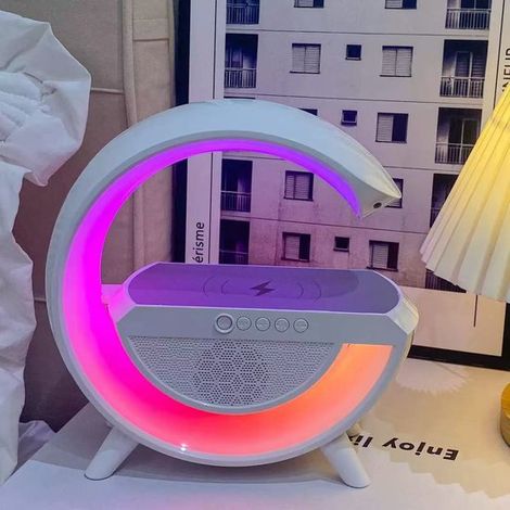 Lámpara de mesilla LED para dormitorio con carga inalámbrica de 15 W: iluminación ambiental RGB, altavoz Bluetooth Hi, Fi (1/4)