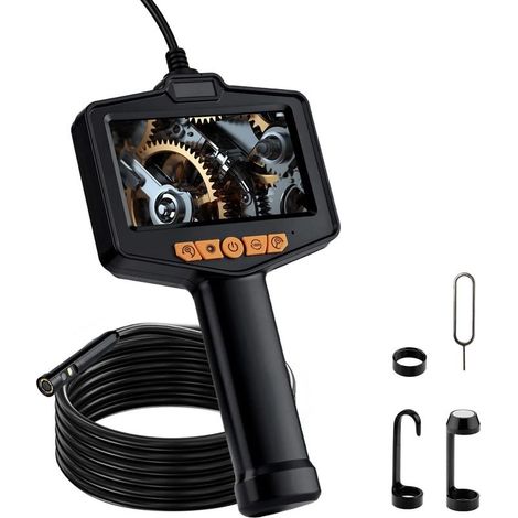 Mcbazel Camera Endoscopique, Endoscope 4,3" IPS 1080P HD avec 8 LED Réglables, Caméra d'Inspection 5M Câble Semi-Rigide IP67 pour Plomberie, Mécanique & Électronique (1/5)