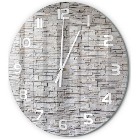 Horloge Murale Ronde Moderne en Verre Trempé Silencieuse Maison Bureau Mur de pierre fi 60 cm (1/5)
