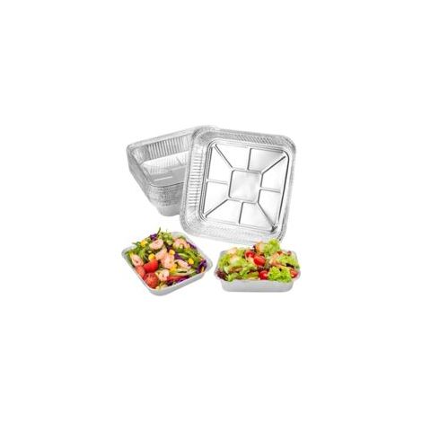 Bandejas de papel de aluminio de 30 piezas y 1200 ml, desechables para barbacoa, repostería, cocina y horno (21 × 21 × 4,5 cm) - Crezuo