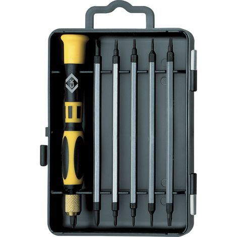 C.K Elektronik- u. Feinmechanik Wechselklingen-Set 7teilig Schlitz, Kreuzschlitz Phillips, Innen-Se
