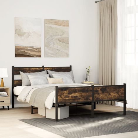 vidaXL Giroletto senza Materasso Rovere Fumo 140x190 cm in Truciolato