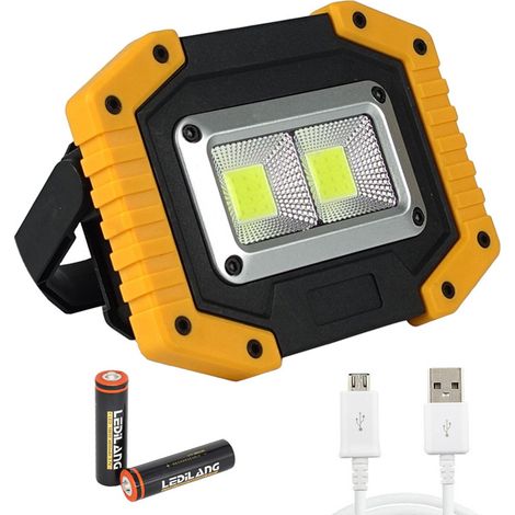 MIMOSON-Lampe de travail LED, lampe de travail rechargeable USB super lumineuse étanche IP65 lampe de travail LED rechargeable avec support pour camping, pêche, atelier, chantier de construction (1/5)