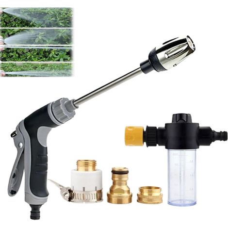 Pistolet pulvérisateur haute pression – Buse rotative 360°, 3 modes, réservoir mousse – Nettoyage voiture, terrasse, allée – 1 jeu (1/5)