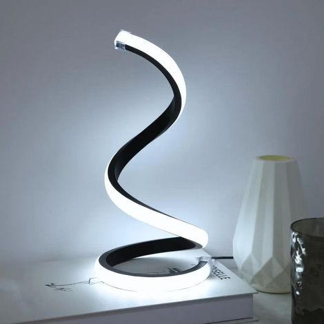 Sollbry 2 PCS Lampe de Chevet LED Spirale Design,Lampe Bureau USB Moderne avec Variateur,3Couleurs Intensité Réglable, Petite Lampe Lecture Noire pour Salon (1/5)